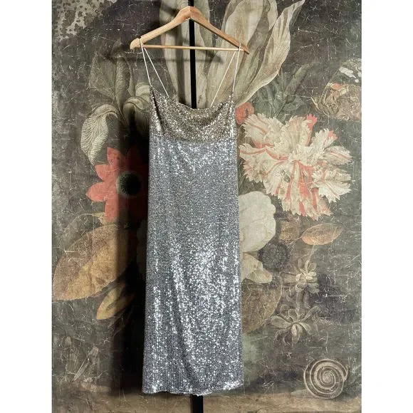 New Sachin & Babi Colorblocked Sequined Midi Dress sz 14 - Picture 10 of 10